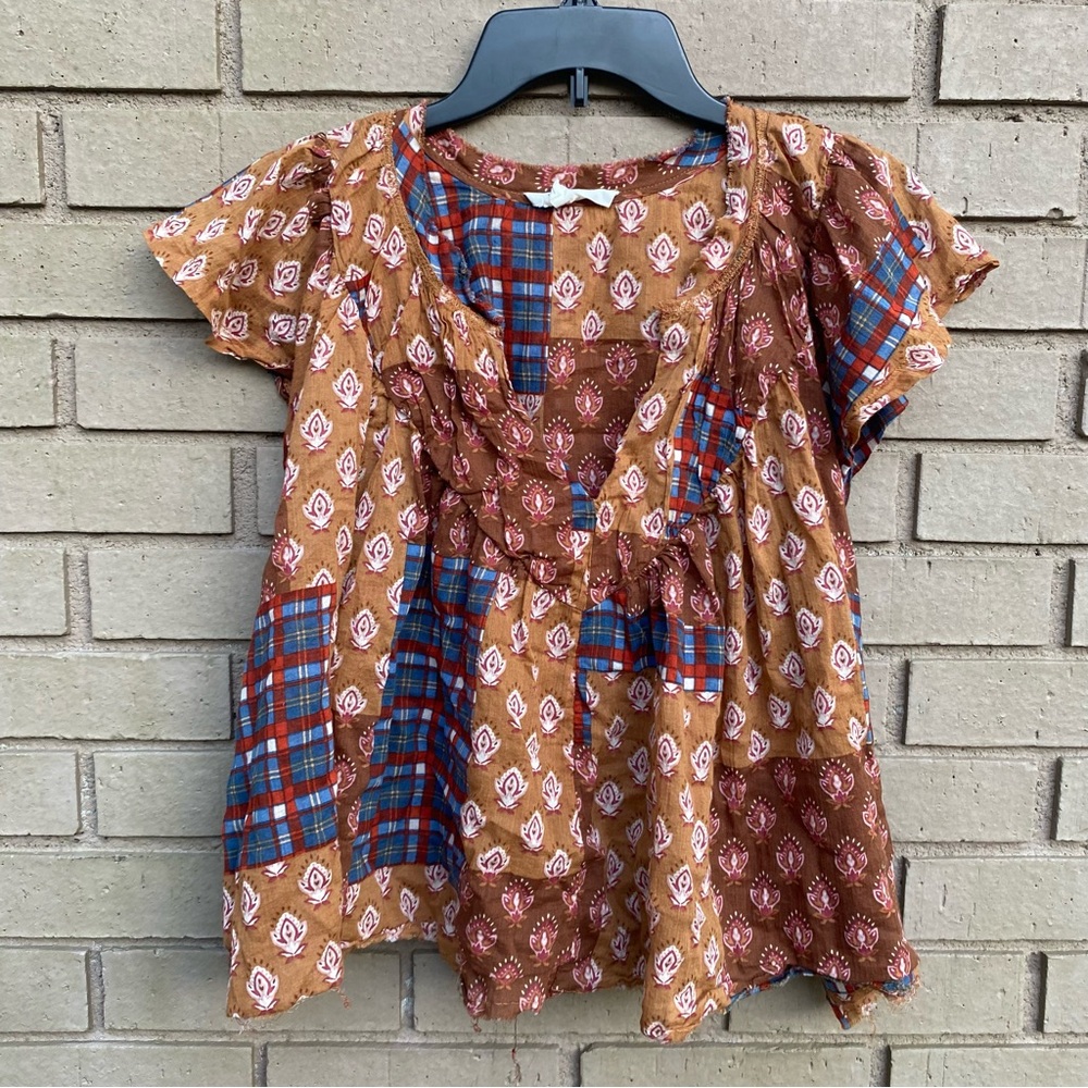 Cleo + Wolf Bogata Patchwork Printed Top Size Med… - image 4